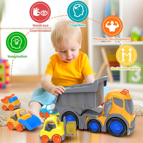 12.2" 2-4, Set 18M+, 2, 3, 4, 5, P&C Toddler Construction Dump Truck Toys for Ages Beach Sand Outdoor Toy Cars Dump