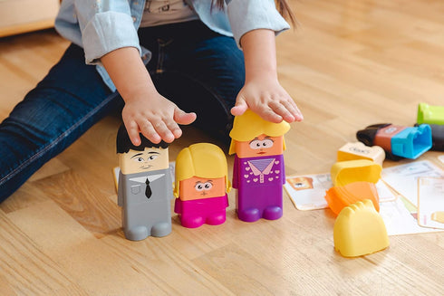 Miniland Family Diversity Blocks Game - 3-6 Years, 1-6 Players, Empathy, Cultural and Racial Inclusion, Build Self