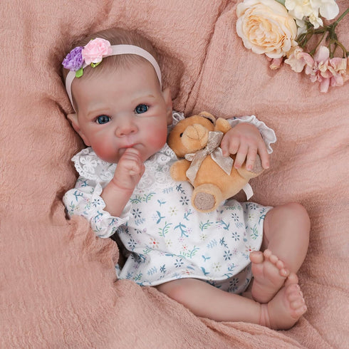 WOOROY 18 Inch Reborn Baby Dolls Girl - Lifelike Handmade Realistic Soft Body Newborn Doll with Gift for Kids Age 3+