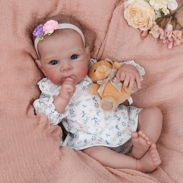 WOOROY 18 Inch Reborn Baby Dolls Girl - Lifelike Handmade Realistic Soft Body Newborn Doll with Gift for Kids Age 3+