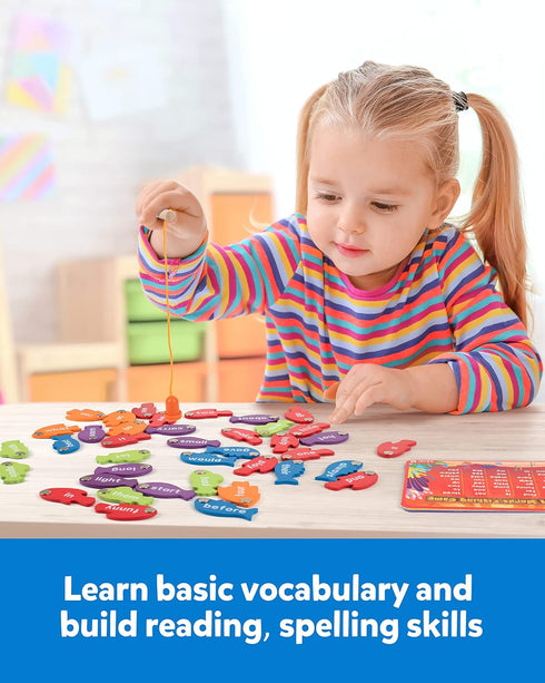 Coogam Wooden Magnetic Fishing Game, Learning Dolch Word Flashcards, Montessori Educational Toy for Preschoolers