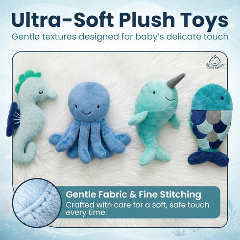 Giggle Babble Ocean Baby Mobile with Music Calming Nautical Crib Mobile with Sea Animals, Soothing Lullabies