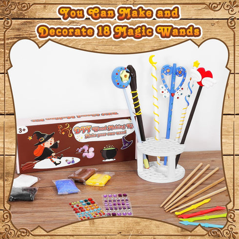 Set 18 EnchantZone Magic Wand Making Kit DIY Wizard Princess Wand Craft for Kids Make Your Own Wands for Birthday Party