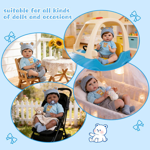 20-22 Inches Set EKOKIZ Reborn Baby Dolls Clothes for Boys and Girls Blue Bear Patterned Fashion Realistic Baby Doll