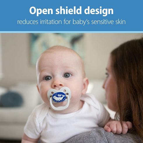 Symmetrical Bulb, 0-6m, 2 Pack Dr. Brown's Advantage Glow-in-The-Dark Baby Pacifier, Fully Soother with Soft Silicone