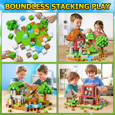 Wxlbr 3+ 84PCS 1" Magnetic Blocks, Magnetic Building Blocks,STEM Constructions Magnet Blocks for Kids, Boys and Girls