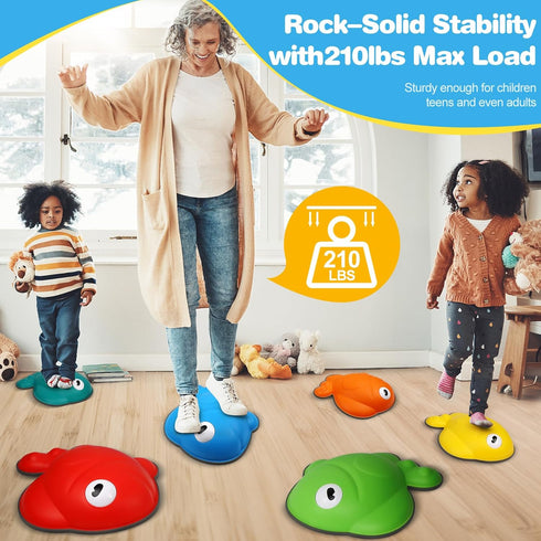 Goldfish Balance Stepping Stones for Kids - 6PC Non-Slip Jumping Stones, Toddler Obstacle Course Game for Ages 3-8