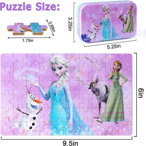 LELEMON 60 Piece Pretty Girl Puzzles for Kids Ages 4-8, Snowman Jigsaw Puzzles for Ages 3-5, Educational Learning Toys