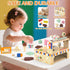 Set 52-Piece Counter Playset 3 4 5 6 Foldable Wooden Ice Cream Toy Pretend Play Food Store for Toddlers, Kids Ice Cream