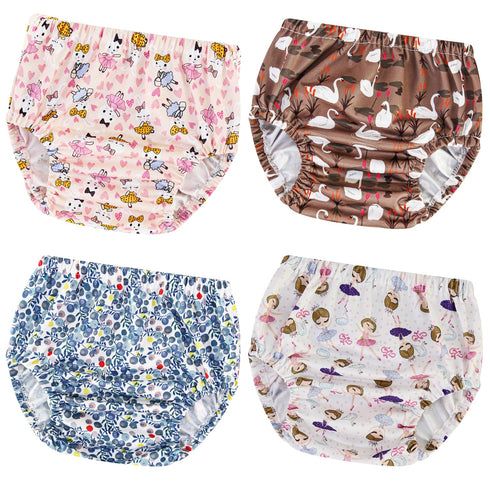 Joyo roy 4Pcs Plastic Diaper Covers for Girls, Potty Training Underwear, Waterproof Training Pants 3T-4T