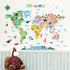 DECOWALL SG2-1615S Animal World Map Kids Wall Decals, Peel and Stick Removable Stickers for Nursery and Bedroom