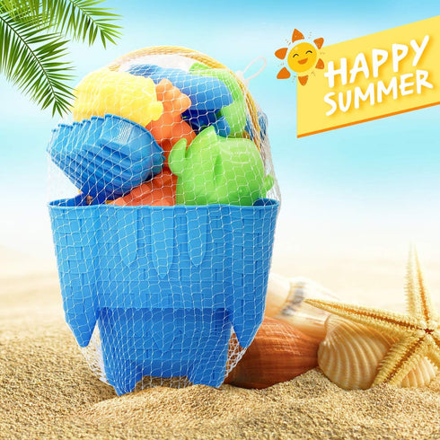 Beach Sand Toys for Kids, 27pcs Castle Molds, Bucket, Shovel Tool Kit, Sandbox Toys for Toddlers, Bonus Mesh Bag