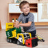 JOYIN Large Friction Powered Garbage Truck Toy Set, Includes Dumpster, Trash Bins, and Learning Cards for Kids