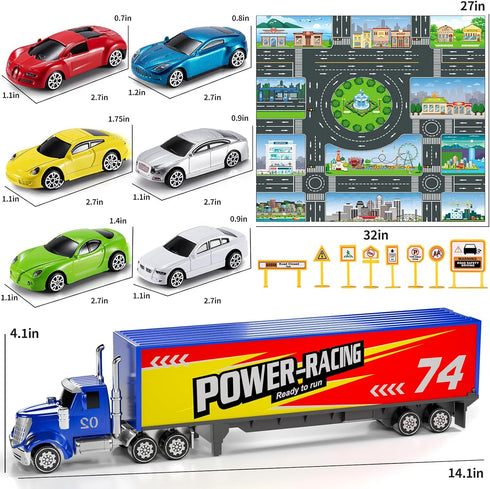 NIPLOOOW 3-6 Die Cast Metal Racing Car Toy With Play Mat for Year Old Boys and Girls - Christmas Birthday Gift