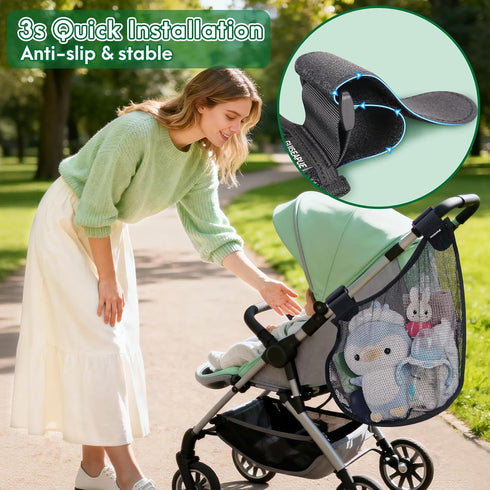 Guiseapue Baby Side Sling Stroller Cargo Net: Universal Stroller Organizer Attachment for Storage, Mesh Bag Storage
