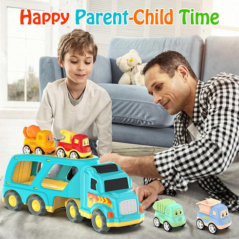 Toddler Car Toys for 3-5 Years Old, 4 Pack Small Pull Back Construction Vehicles, Christmas Birthday Gifts for Kids