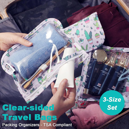 TSA Approved Toiletry Bag,Set of 3 Clear Diaper Bag Organizing Pouches Waterproof Quart Size Travel Pouch Set,Multi-purpose Diaper Organizer for Mom Baby Stuff,Arrow Pink