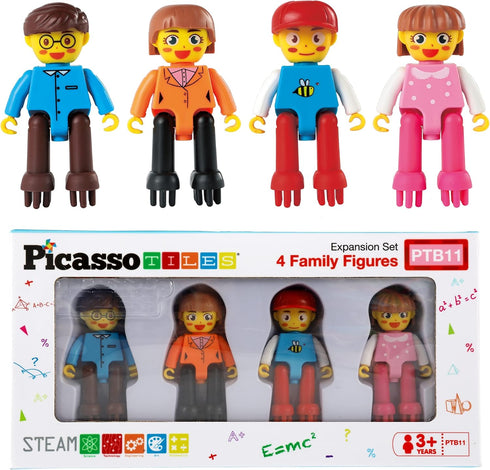 Picasso Toys Hedgehog Blocks 4 Family Action Character Figures, Toddler Toy Construction Building Tile Block Expansion