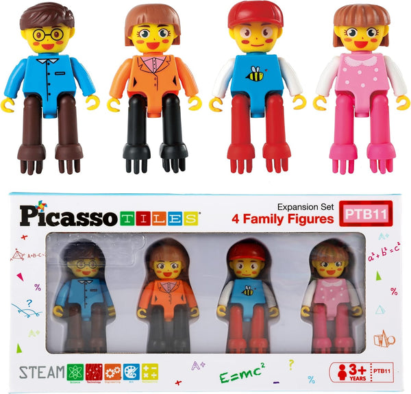 Picasso Toys Hedgehog Blocks 4 Family Action Character Figures, Toddler Toy Construction Building Tile Block Expansion