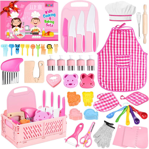 Kids Knife Set for Real Cooking: 48PCS Kids Kitchen Set, Kids Cooking