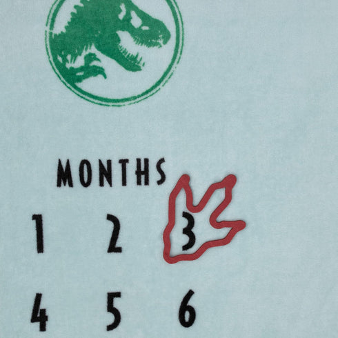 I'm-a-Roar-able Dinosaur Milestone Baby Blanket, Super Soft, Blue, Green, Orange, Yellow, Jurassic World Theme