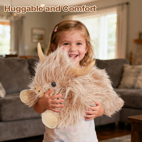 5lbs 22in, JellyMallow Highland Cow Weighted Stuffed Animals Cute Weighted Plush Highland Cow Stuffed Animal Cattle