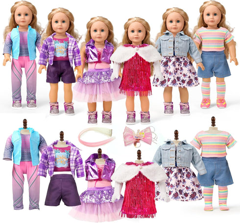 clbaby 18-Inch American Doll Clothes Accessories - 19Pcs Fashion 18 Inch Doll Outfit