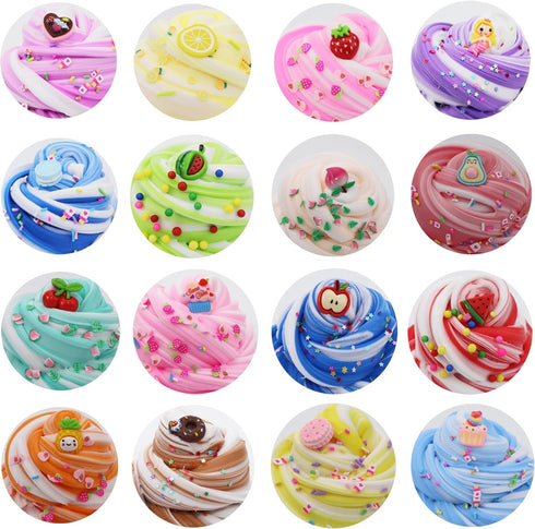 16 Pack Two-Toned Butter Slime Kit, DIY Super Soft Non-Sticky Educational Slime Toys for Kids Girls & Boys 6-12+