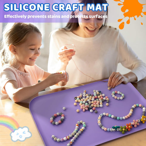 24"x16" AtMini Silicone Art Mats for Kids, Silicone Craft Mat with Lip to Keep Clean, Play Sand, Painting, DIY Crafts