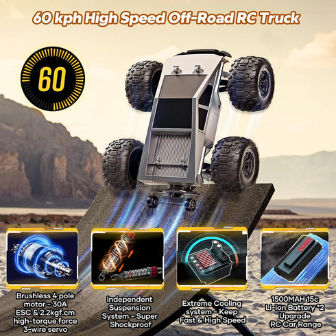 1:16 45mph 4WD 2.4GHz HOMETALL Brushless RC Car Remote Control Truck for Adults, Max High Speed Off-Road Remote Control