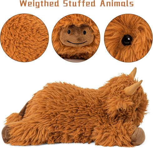 5lbs 22in Wepop Highland Cow Weighted Stuffed Animals, Giant Highland Cow Gift Plush Toy,Adorable Stuffed Animal