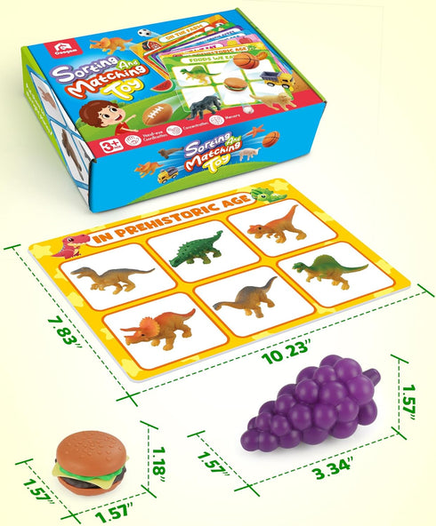Coogam Sorting Toy for Toddlers, Animals, Dinosaurs, Fruits, Vehicles, Fine Motor Montessori Game for Kids