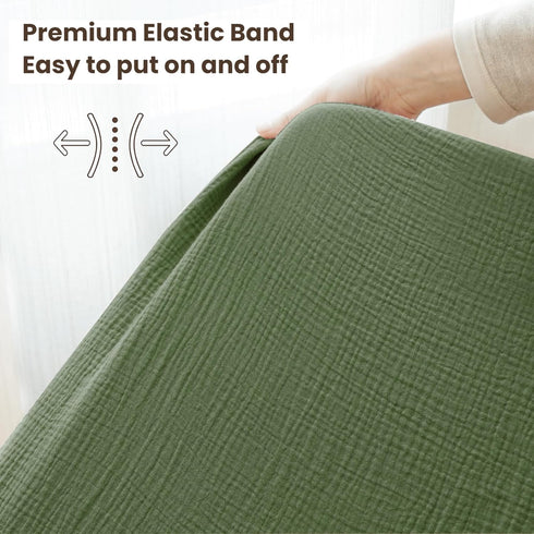 2 Pack, 52"x28" Konssy Muslin Crib Sheets for Boys, Soft Cotton Neutral Baby Sheets for Standard Crib Mattress (Sage