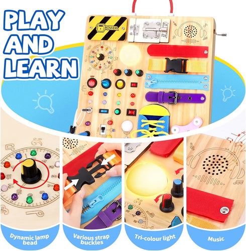 1-3 v3) Grarain Busy Board for Toddlers - Montessori Educational Toy for Year Old Boys & Girls | Travel-Friendly