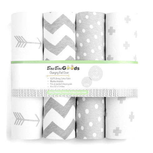 BaeBae Goods Premium Baby Changing Pad Covers 4 Pack Boy or Girl Changing Pad