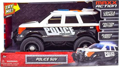 Sunny Days Entertainment Maxx Action 12’’ Large Police Car Toy – Siren Sounds and Bright Lights | Motorized Drive and Soft Grip Tires | Rescue SUV Patrol Vehicle for Kids 3-8