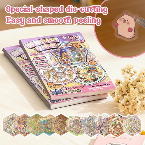 Fieoriia 3D 20 Sets Sticker Book Scene, DIY Miniature World Craft Kit, Art Therapy Activity for Adults, Kids, Family