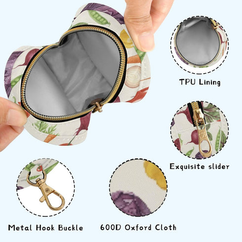 PYBUG Vegetables Round Pacifier Storage Case, Polyester & TPU Lined with Hook Buckle, Pacifier Container Box for Baby