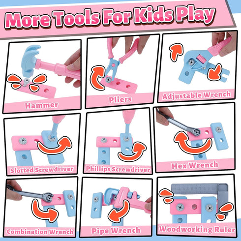 Magic4U Set Set 3-6 Kids Tool with Tool Bag & Tape Measure, Toddler Tool Pretend Play Construction Toys,Ideal Birthday