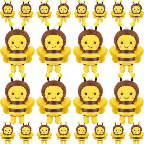 24 Pcs Stuffed 5 Inch Honey Bees Plush, Soft Bee Decor for Birthday Party Decorations, Gift Supplies, Keychain DIY