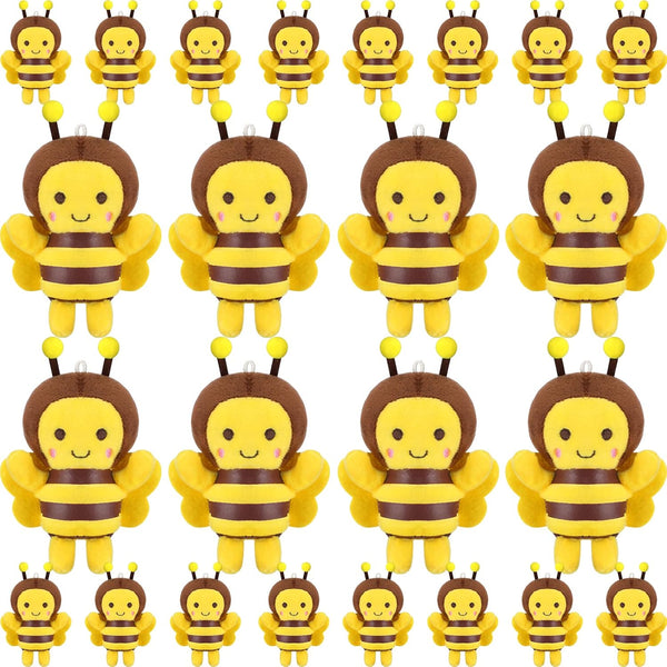 24 Pcs Stuffed 5 Inch Honey Bees Plush, Soft Bee Decor for Birthday Party Decorations, Gift Supplies, Keychain DIY