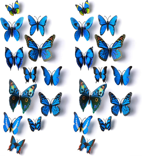 24pcs 3D Vivid Butterfly Art Wall Stickers, DIY Decor for Nursery, Bathroom & Office