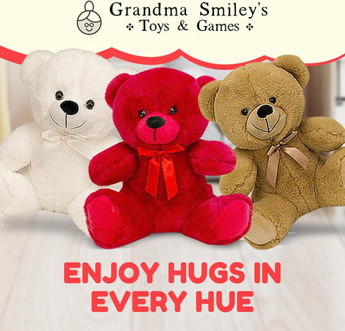 Grandma Smiley's Plush Best Friends Red Teddy Bear Stuffed Animal, 9-inch Hypoallergenic for Christmas, Baby Shower