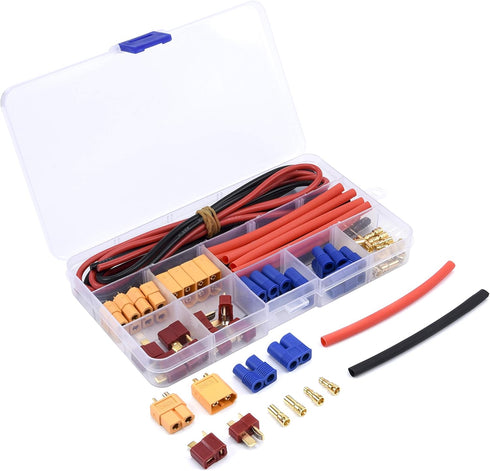T-Plug EC3 XT60 Male Female Connector Adapters with 14AWG Silicone Wire, 52PCS for RC ESC Lipo Battery