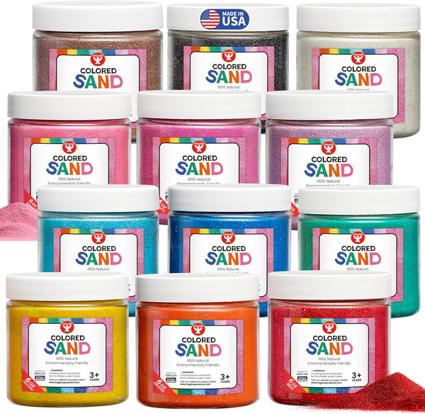 Hygloss Colored Sand for Crafts - 12 Assorted Colors 6-Ounce Vibrant Colorful