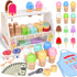 Wooden Ice Cream Toy, Ice Cream Counter Playset for Kids, Toddler Pretend