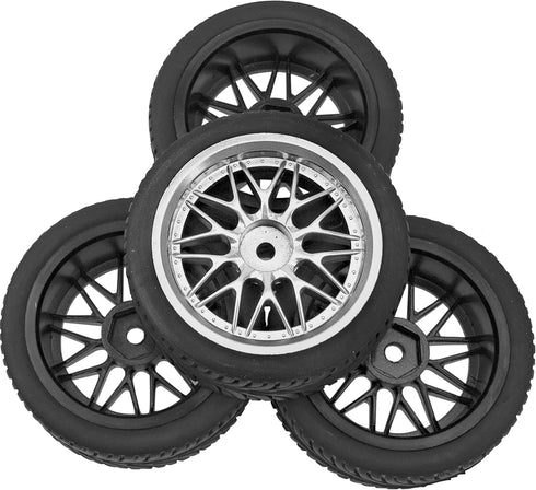OD 2.55" Rubber Tires & Plastic Wheel Rims 12mm Hex Hub for HSP Tamiya HPI Kyosho Redcat 1/10 Cars