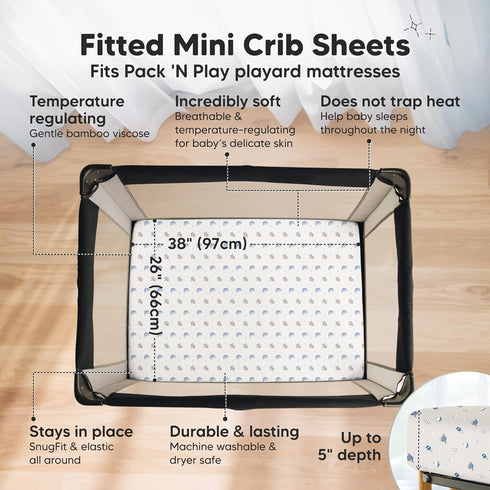 Pack 2-Pack 2-Pack Pack Keababies and Play Sheet Fitted, Mini Crib Sheets and Crib Sheets - Fitted Bed Cover