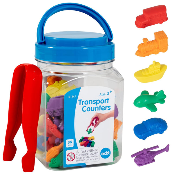 edxeducation Transport Counters | Mini Jar | Set of 36 | Learn