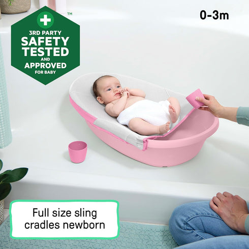 4-in-1 2 0M+ Ingenuity Room to Soak Baby Bath Tub in Pink, Newborn to Toddler, Adjustable Full Coverage Sling